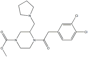 4-[(3,4-Dichlorophenyl)acetyl]-3-(pyrrolidin-1-ylmethyl)piperazine-1-carboxylic acid methyl ester Struktur