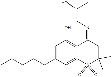 3,4-Dihydro-5-hydroxy-4-[[(R)-2-hydroxypropyl]imino]-2,2-dimethyl-7-pentyl-2H-1-benzothiopyran 1,1-dioxide Struktur