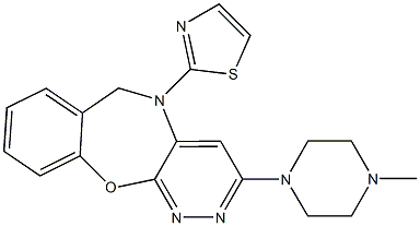 5,6-Dihydro-3-(4-methyl-1-piperazinyl)-5-(2-thiazolyl)pyridazino[3,4-b][1,4]benzoxazepine Struktur