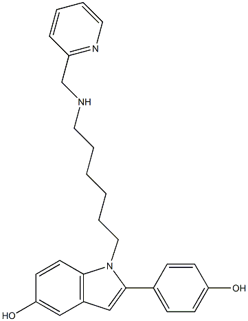 2-(4-Hydroxyphenyl)-1-[6-[(2-pyridinylmethyl)amino]hexyl]-1H-indol-5-ol Struktur