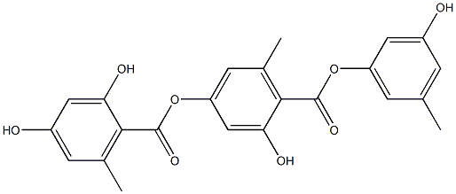 4-(2,4-Dihydroxy-6-methylbenzoyloxy)-2-hydroxy-6-methylbenzoic acid 3-hydroxy-5-methylphenyl ester Struktur