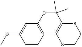 2,3-Dihydro-10,10-dimethyl-7-methoxy-10H-9-oxa-1,4-dithiaphenanthrene Struktur