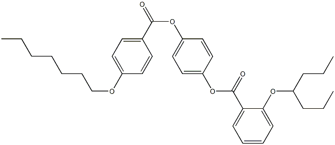 4-Heptyloxybenzoic acid 4-(4-heptyloxybenzoyloxy)phenyl ester Struktur