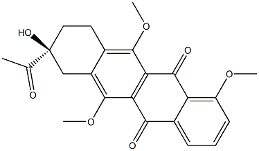 (8S)-1,6,11-Trimethoxy-8-hydroxy-8-acetyl-7,8,9,10-tetrahydronaphthacene-5,12-dione Struktur