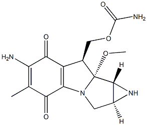 (1aS,8S,8aR,8bR)-6-Amino-1,1a,2,8,8a,8b-hexahydro-8-carbamoyloxymethyl-8a-methoxy-5-methylazirino[2',3':3,4]pyrrolo[1,2-a]indole-4,7-dione Struktur