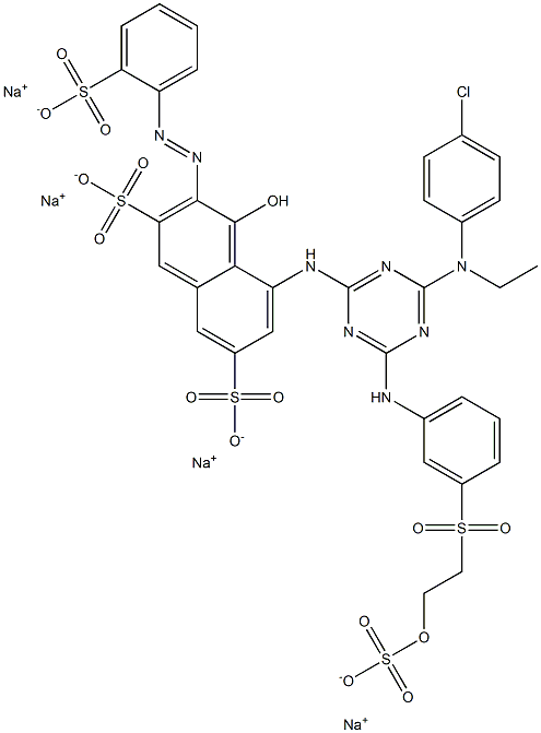 5-[4-(4-Chloro-N-ethylanilino)-6-[3-[2-(sulfooxy)ethylsulfonyl]anilino]-1,3,5-triazin-2-ylamino]-4-hydroxy-3-(2-sulfophenylazo)-2,7-naphthalenedisulfonic acid tetrasodium salt Struktur