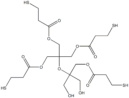 Bis(3-mercaptopropanoic acid)[4,4-bis(hydroxymethyl)-2,2-bis[(3-mercapto-1-oxopropoxy)methyl]-3-oxapentane]-1,5-diyl ester Struktur