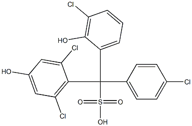 (4-Chlorophenyl)(3-chloro-2-hydroxyphenyl)(2,6-dichloro-4-hydroxyphenyl)methanesulfonic acid Struktur