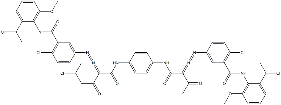 3,3'-[2-(1-Chloroethyl)-1,4-phenylenebis[iminocarbonyl(acetylmethylene)azo]]bis[N-[2-(1-chloroethyl)-6-methoxyphenyl]-6-chlorobenzamide] Struktur