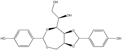 3-O,6-O:4-O,5-O-Bis(4-hydroxybenzylidene)-L-glucitol Struktur