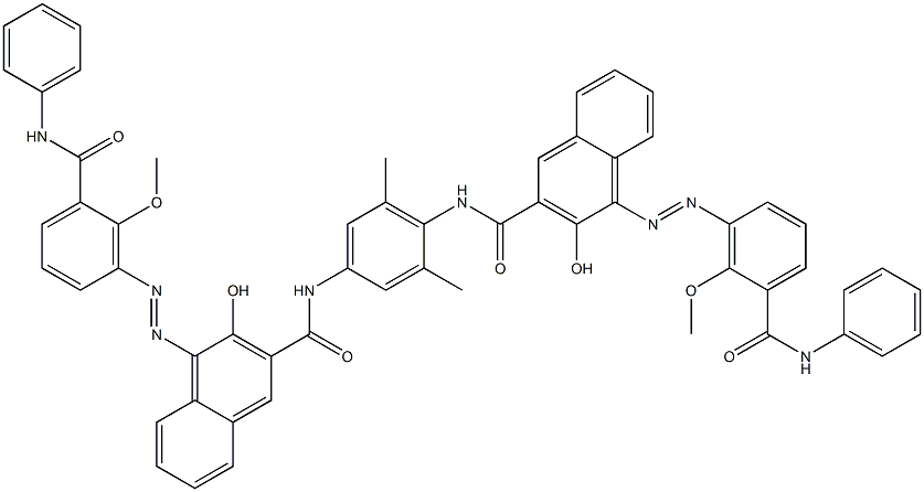 1,4-Bis[1-[6-methoxy-5-(phenylcarbamoyl)phenylazo]-2-hydroxy-3-naphthoylamino]-2,6-dimethylbenzene Struktur