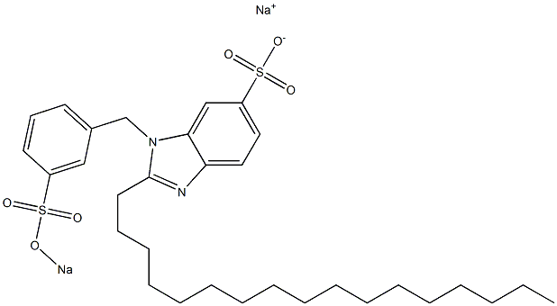 1-[3-(Sodiooxysulfonyl)benzyl]-2-heptadecyl-1H-benzimidazole-6-sulfonic acid sodium salt Struktur