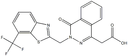 3-[(7-Trifluoromethyl-2-benzothiazolyl)methyl]-3,4-dihydro-4-oxophthalazine-1-acetic acid Struktur