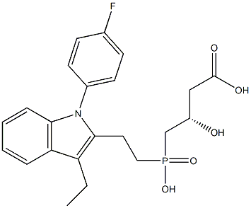 (3S)-3-Hydroxy-4-[hydroxy[2-[1-(4-fluorophenyl)-3-ethyl-1H-indol-2-yl]ethyl]phosphinyl]butyric acid Struktur