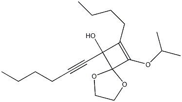 8-Isopropyloxy-7-butyl-6-(1-hexynyl)-1,4-dioxaspiro[4.3]oct-7-en-6-ol Struktur