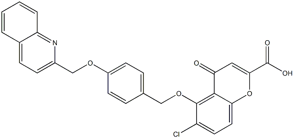 5-[4-[(2-Quinolinyl)methoxy]benzyloxy]-6-chloro-4-oxo-4H-1-benzopyran-2-carboxylic acid Struktur