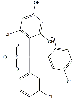 (3-Chlorophenyl)(2,5-dichlorophenyl)(6-chloro-2,4-dihydroxyphenyl)methanesulfonic acid Struktur