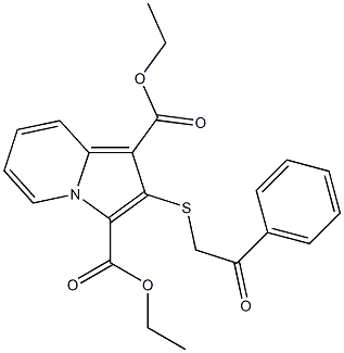 2-(2-Phenyl-2-oxoethylthio)indolizine-1,3-dicarboxylic acid diethyl ester Struktur