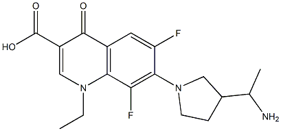 (-)-7-[3-(1-Aminoethyl)-1-pyrrolidinyl]-6,8-difluoro-1-ethyl-4-oxo-1,4-dihydroquinoline-3-carboxylic acid Struktur