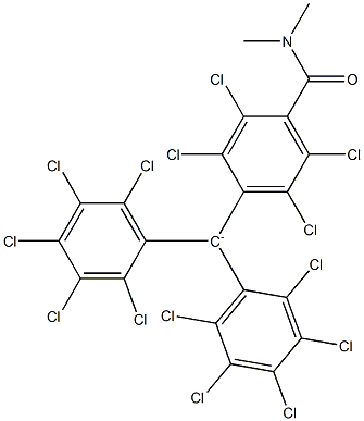 Bis(pentachlorophenyl)(4-(dimethylcarbamoyl)-2,3,5,6-tetrachlorophenyl)methanide Struktur