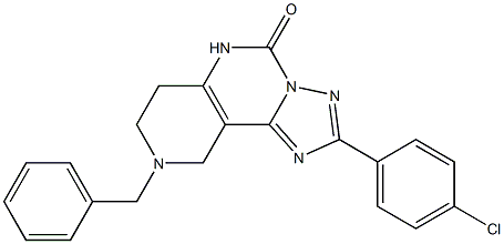 8-Benzyl-6,7,8,9-tetrahydro-2-(4-chlorophenyl)-1,3,3a,5,8-pentaaza-3aH-benz[e]inden-4(5H)-one Struktur