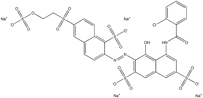 5-(2-Chlorobenzoylamino)-4-hydroxy-3-[6-[2-(sulfooxy)ethylsulfonyl]-1-sulfo-2-naphtylazo]-2,7-naphthalenedisulfonic acid tetrasodium salt Struktur