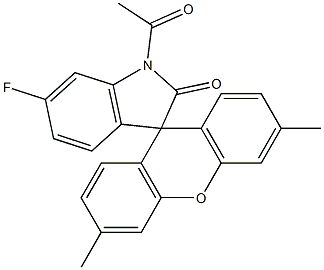 6-Fluoro-3',6'-dimethyl-1-acetylspiro[3H-indole-3,9'-[9H]xanthen]-2(1H)-one Struktur