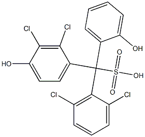 (2,6-Dichlorophenyl)(2,3-dichloro-4-hydroxyphenyl)(2-hydroxyphenyl)methanesulfonic acid Struktur