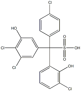 (4-Chlorophenyl)(3-chloro-2-hydroxyphenyl)(3,4-dichloro-5-hydroxyphenyl)methanesulfonic acid Struktur