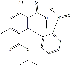 3-Methyl-5-hydroxy-6-methylaminocarbonyl-2'-nitro-1,1'-biphenyl-2-carboxylic acid isopropyl ester Struktur