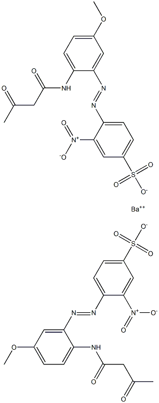 Bis[4-[2-(1,3-dioxobutylamino)-5-methoxyphenylazo]-3-nitrobenzenesulfonic acid]barium salt Struktur