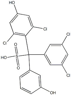 (3,5-Dichlorophenyl)(2,6-dichloro-4-hydroxyphenyl)(3-hydroxyphenyl)methanesulfonic acid Struktur