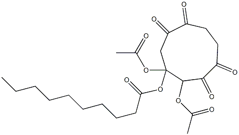 2,3-Bis(acetyloxy)-3-decanoyloxy-1,5-dioxa-6,9-dioxocyclononane Struktur