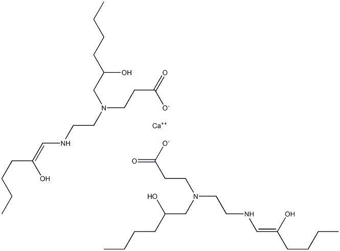 Bis[3-[N-(2-hydroxyhexyl)-N-[2-(2-hydroxy-1-hexenylamino)ethyl]amino]propionic acid]calcium salt Struktur