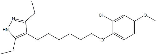 4-[6-(2-Chloro-4-methoxyphenoxy)hexyl]-3,5-diethyl-1H-pyrazole Struktur