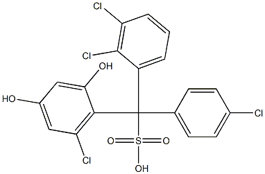 (4-Chlorophenyl)(2,3-dichlorophenyl)(6-chloro-2,4-dihydroxyphenyl)methanesulfonic acid Struktur