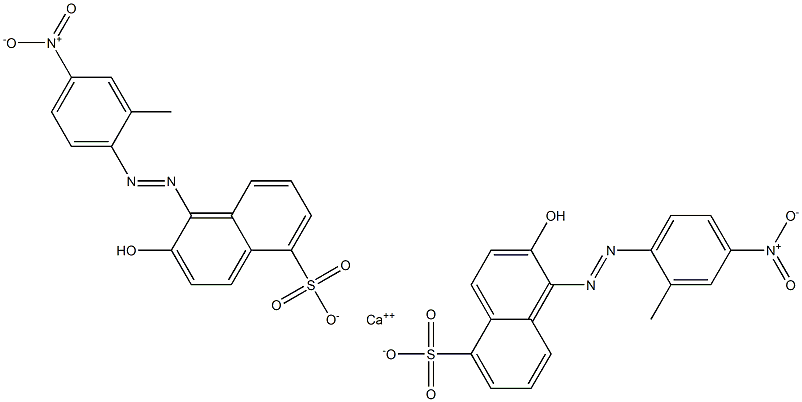 Bis[1-[(2-methyl-4-nitrophenyl)azo]-2-hydroxy-5-naphthalenesulfonic acid]calcium salt Struktur