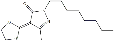 1-Octyl-3-methyl-4-(1,3-dithiolan-2-ylidene)-1H-pyrazol-5(4H)-one Struktur