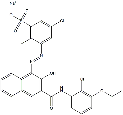 3-Chloro-6-methyl-5-[[3-[[(2-chloro-3-ethoxyphenyl)amino]carbonyl]-2-hydroxy-1-naphtyl]azo]benzenesulfonic acid sodium salt Struktur