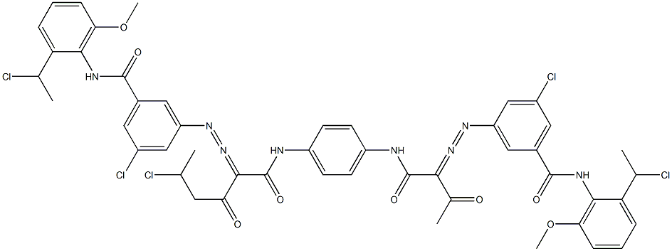 3,3'-[2-(1-Chloroethyl)-1,4-phenylenebis[iminocarbonyl(acetylmethylene)azo]]bis[N-[2-(1-chloroethyl)-6-methoxyphenyl]-5-chlorobenzamide] Struktur