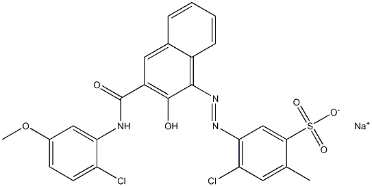 4-Chloro-2-methyl-5-[[3-[[(2-chloro-5-methoxyphenyl)amino]carbonyl]-2-hydroxy-1-naphtyl]azo]benzenesulfonic acid sodium salt Struktur