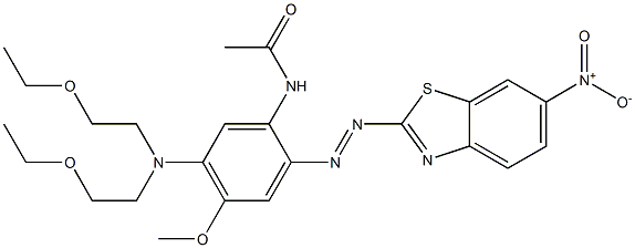 5'-[Bis(2-ethoxyethyl)amino]-4'-methoxy-2'-(6-nitro-2-benzothiazolylazo)acetanilide Struktur