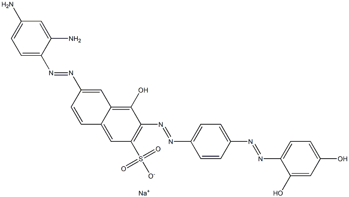 6-[(2,4-Diaminophenyl)azo]-4-hydroxy-3-[[4-[(2,4-dihydroxyphenyl)azo]phenyl]azo]naphthalene-2-sulfonic acid sodium salt Struktur