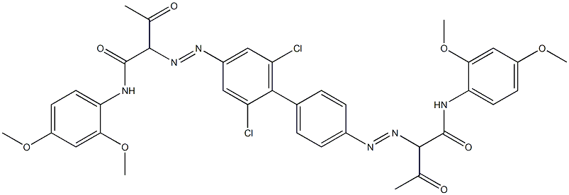 4,4'-Bis[[1-(2,4-dimethoxyphenylamino)-1,3-dioxobutan-2-yl]azo]-2,6-dichloro-1,1'-biphenyl Struktur