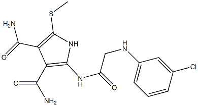 2-[[[(m-Chlorophenyl)amino]acetyl]amino]-5-[methylthio]-1H-pyrrole-3,4-dicarboxamide Struktur