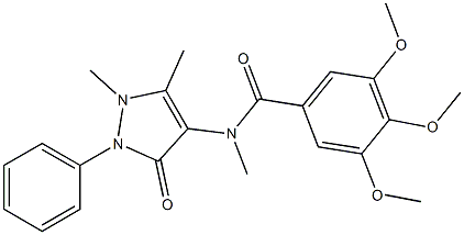 2,3-Dimethyl-4-[methyl(3,4,5-trimethoxybenzoyl)amino]-1-phenyl-3-pyrazolin-5-one Struktur