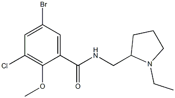 N-[(1-Ethyl-2-pyrrolidinyl)methyl]-2-methoxy-5-bromo-3-chlorobenzamide Struktur