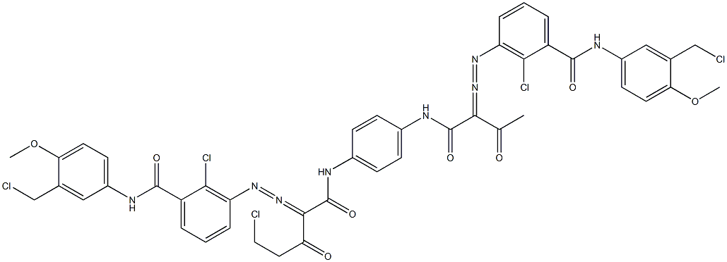 3,3'-[2-(Chloromethyl)-1,4-phenylenebis[iminocarbonyl(acetylmethylene)azo]]bis[N-[3-(chloromethyl)-4-methoxyphenyl]-2-chlorobenzamide] Struktur