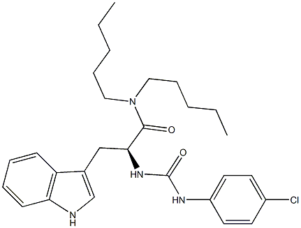 (S)-2-[3-(4-Chlorophenyl)ureido]-3-(1H-indol-3-yl)-N,N-dipentylpropanamide Struktur