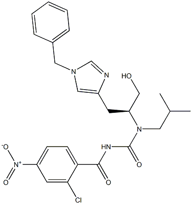 N-[(S)-2-(1-Benzyl-1H-imidazol-4-yl)1-hydroxymethylethyl]-N-isobutyl-N'-(2-chloro-4-nitrobenzoyl)urea Struktur